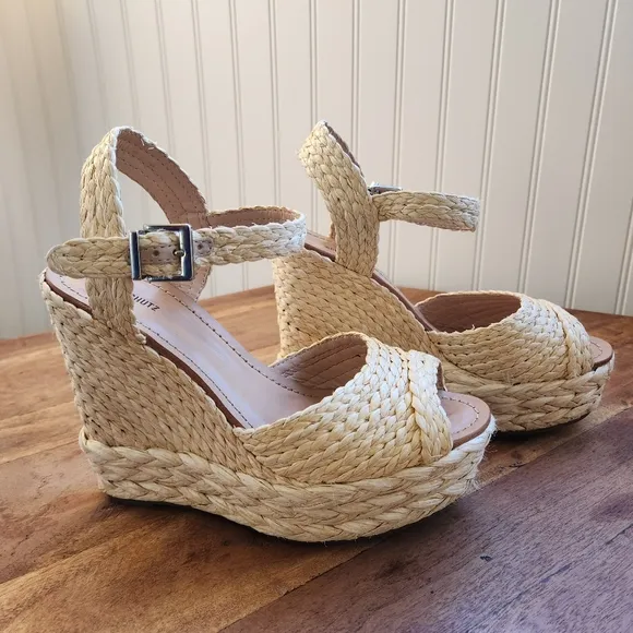 SCHUTZ Belatrix Boho Platform Wedge Espadrille Sandals Natural Made in Brazil 8