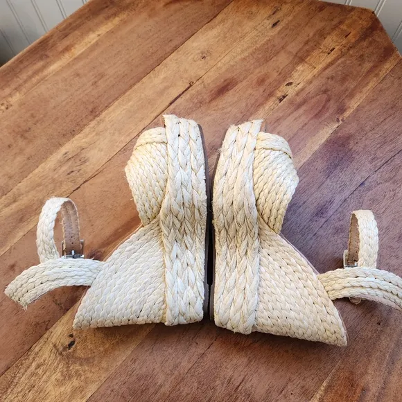 SCHUTZ Belatrix Boho Platform Wedge Espadrille Sandals Natural Made in Brazil 8