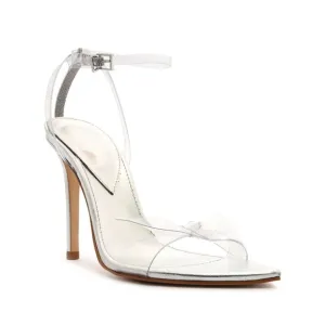 Schutz elyda metallic crystals embellished buckle ankle stiletto heels sandals