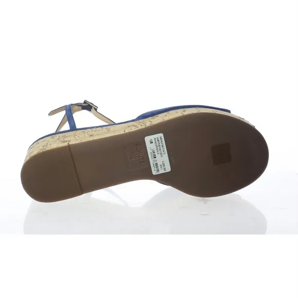 Schutz Heloise Blue Suede Platform Wedge Sandals