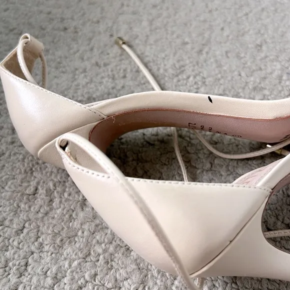 SCHUTZ Josseana Eggshell Leather Clear Strap High Heel Sandals 9