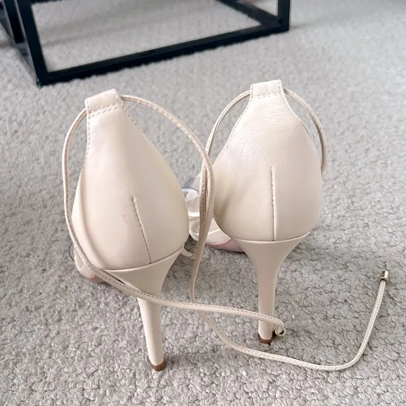 SCHUTZ Josseana Eggshell Leather Clear Strap High Heel Sandals 9