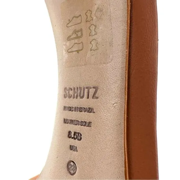 SCHUTZ JOSSEANA RUST/BROWN NAPPA LEATHER &amp; CLEAR VINYL ANKLE TIE STILETTO HEELS