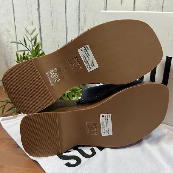 Schutz Lanneh Suede Wooden Heel Clog Sandals Size 9