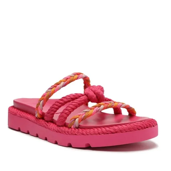 SCHUTZ Mel Sporty Cordao Leather Sandals, Pink, size 6.5 NWT