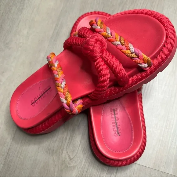 SCHUTZ Mel Sporty Cordao Leather Sandals, Pink, size 6.5 NWT