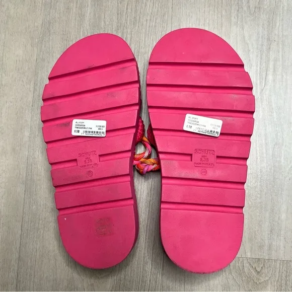 SCHUTZ Mel Sporty Cordao Leather Sandals, Pink, size 6.5 NWT