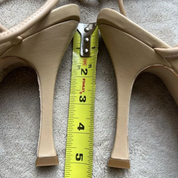 Schutz Nude Beige Leather Strappy Heeled Sandals Women US 11 B Sexy Neutral