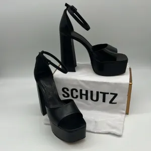 Schutz NWB Lenne Nappa Leather Platform Sandals Black