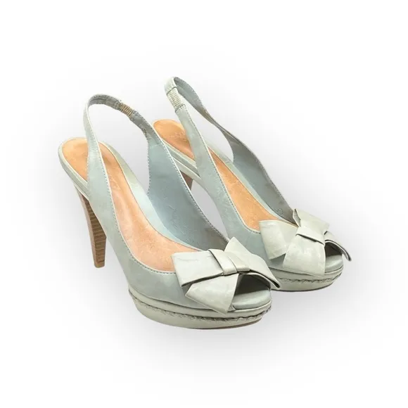 Schutz ♥︎ Retro Pin Up Slingback Platform Heeled Sandals ♥︎ Baby Blue Leather