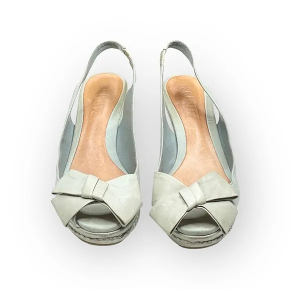 Schutz ♥︎ Retro Pin Up Slingback Platform Heeled Sandals ♥︎ Baby Blue Leather