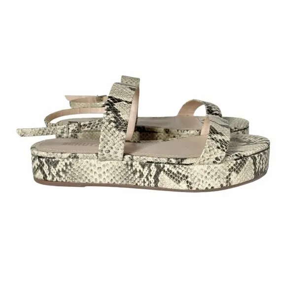 Schutz Sally Leather Embossed Snake Print Flatform Platform Sandals Size 7 NEW