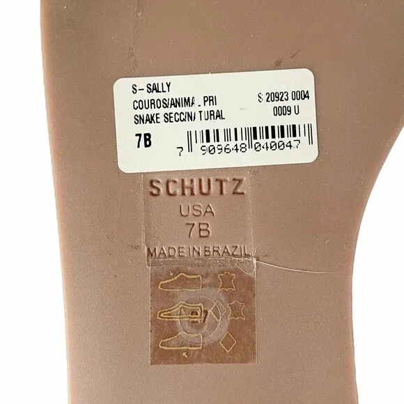 Schutz Sally Leather Embossed Snake Print Flatform Platform Sandals Size 7 NEW
