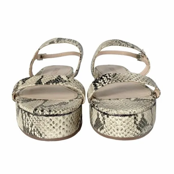 Schutz Sally Leather Embossed Snake Print Flatform Platform Sandals Size 7 NEW
