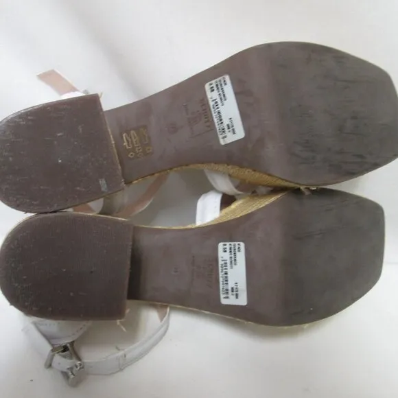 Schutz Stacie white Leather espadrille ankle strap platform sandals Size Sz 8.5