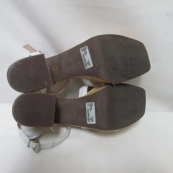 Schutz Stacie white Leather espadrille ankle strap platform sandals Size Sz 8.5