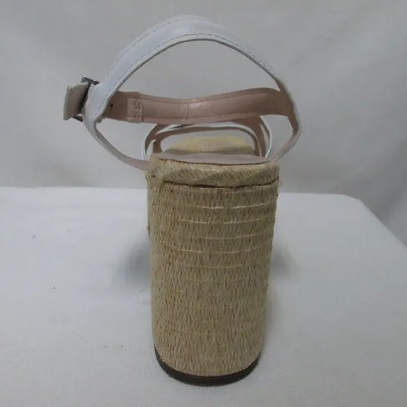 Schutz Stacie white Leather espadrille ankle strap platform sandals Size Sz 8.5