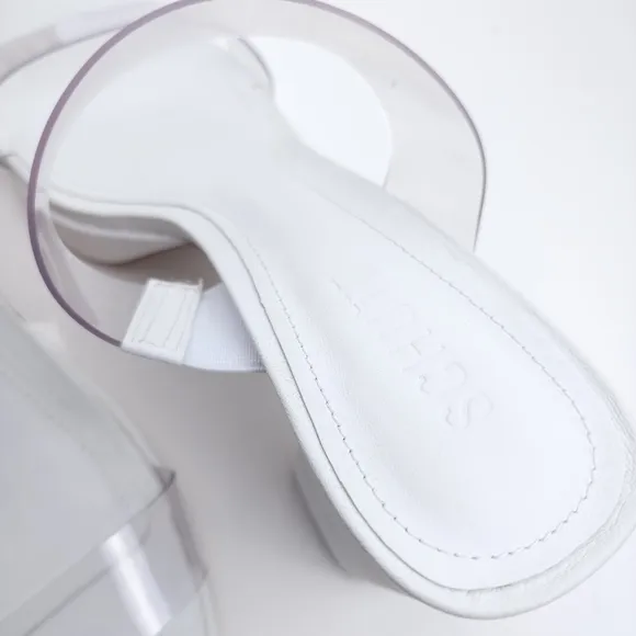 SCHUTZ White Mini Platform Block Heel Sandals Sz 9B