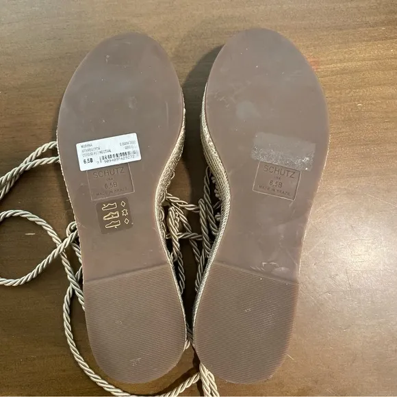 Schutz x Revolve Murana Platform Sandals Strappy Rope Tie 6.5B Women’s Champagne