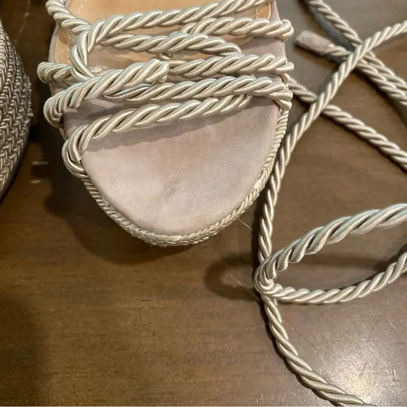 Schutz x Revolve Murana Platform Sandals Strappy Rope Tie 6.5B Women’s Champagne