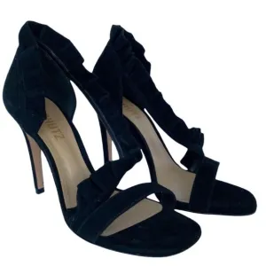 SCHUTZBlack Aimme Leather Suede D'orsay Heels In Sandals