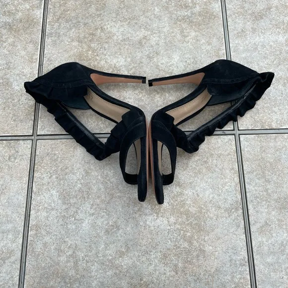 SCHUTZBlack Aimme Leather Suede D'orsay Heels In Sandals