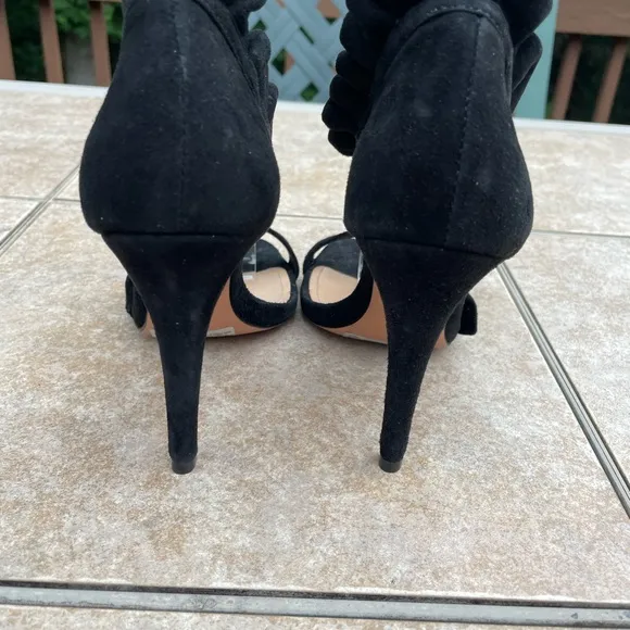 SCHUTZBlack Aimme Leather Suede D'orsay Heels In Sandals