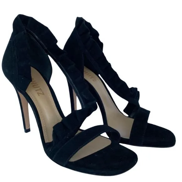 SCHUTZBlack Aimme Leather Suede D'orsay Heels In Sandals