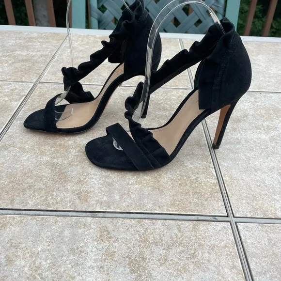 SCHUTZBlack Aimme Leather Suede D'orsay Heels In Sandals