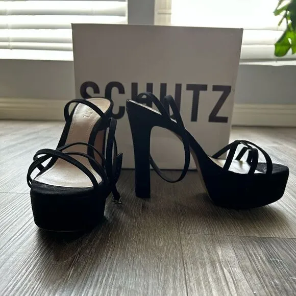 Schutz platform straps suede sandals size 9