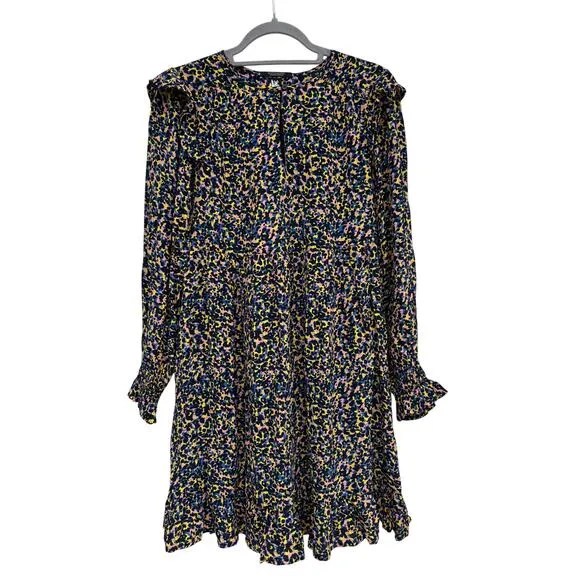 Scotch &amp; Soda Printed Ruffle Dress, Multicolored Animal Print, Sz XS
