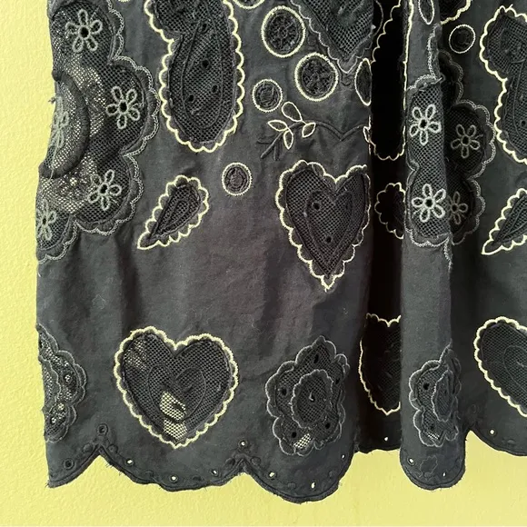 Sea New York Jeanetta Eyelet Skirt in Blue Embroidered Lined Midi Skirt size 10