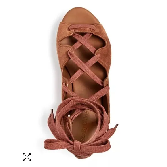 See by Chloé Women's Suede Lace Up Platform Wedge Sandals 39