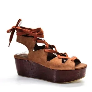 See by Chloé Women's Suede Lace Up Platform Wedge Sandals 39