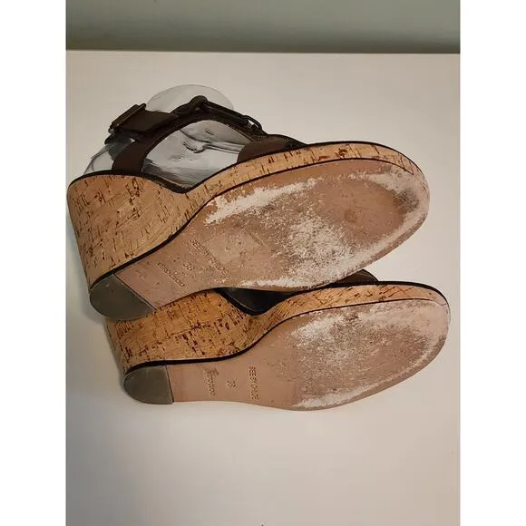 See By Chloe Brown Leather Wedge Sandals size 38 / US 7.5