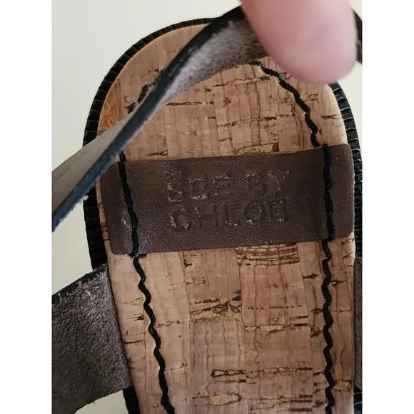 See By Chloe Brown Leather Wedge Sandals size 38 / US 7.5