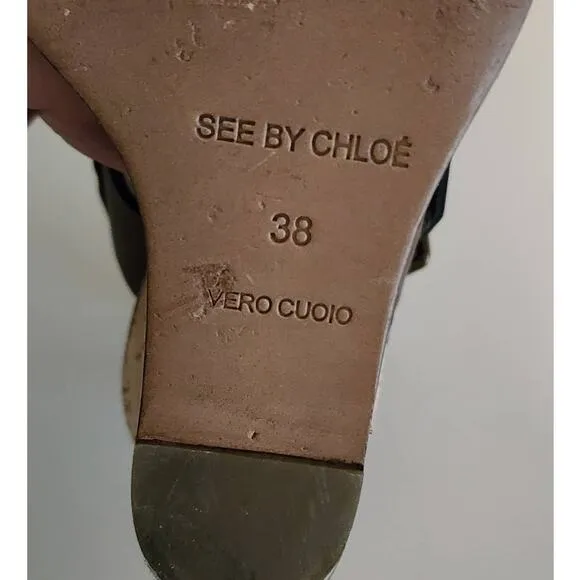 See By Chloe Brown Leather Wedge Sandals size 38 / US 7.5