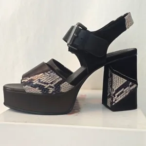 See By Chloe Clara Brown Leather And Suede Snake skin sandals Sz 40