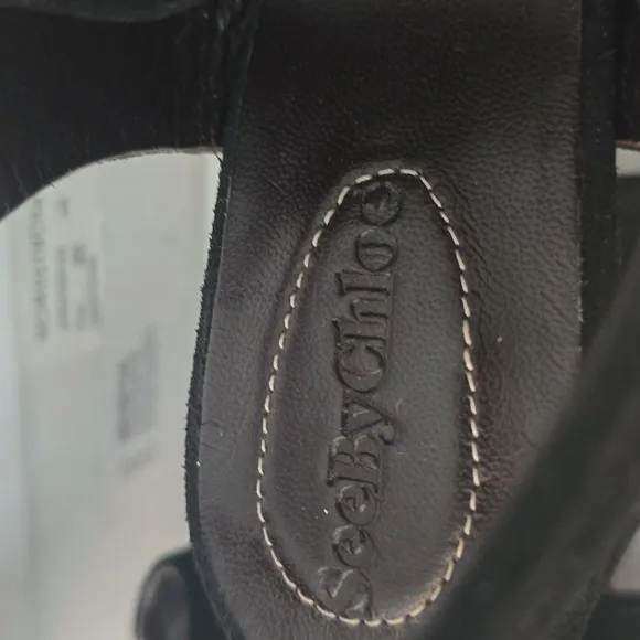 See By Chloe Clara Brown Leather And Suede Snake skin sandals Sz 40