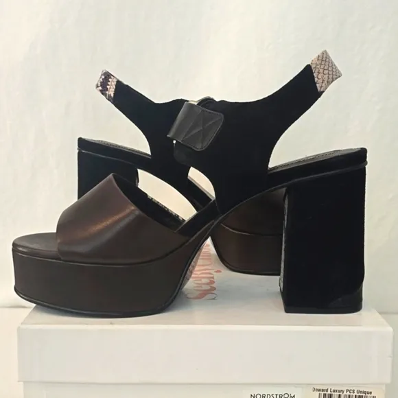 See By Chloe Clara Brown Leather And Suede Snake skin sandals Sz 40