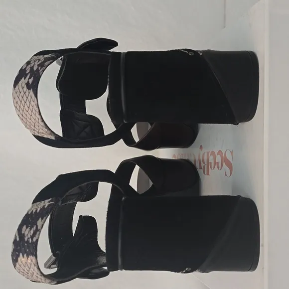 See By Chloe Clara Brown Leather And Suede Snake skin sandals Sz 40