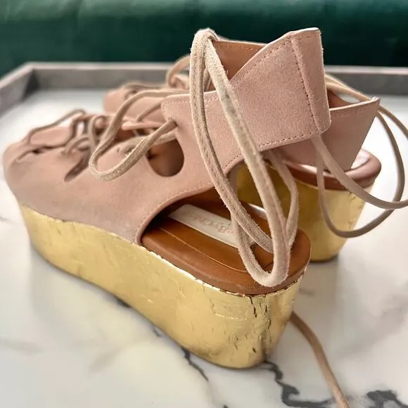 See By Chloe Liana Suede Lace Up Gladiator Platform Sandals Size 39