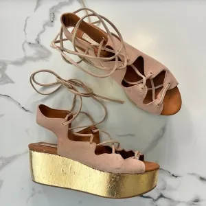 See By Chloe Liana Suede Lace Up Gladiator Platform Sandals Size 39