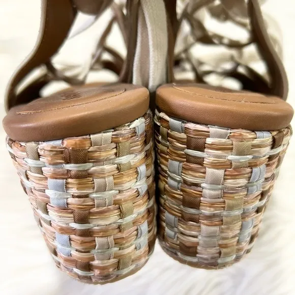See by Chloe Lilly Lace Up Braided Platform Sandals 38 8