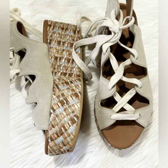 See by Chloe Lilly Lace Up Braided Platform Sandals 38 8