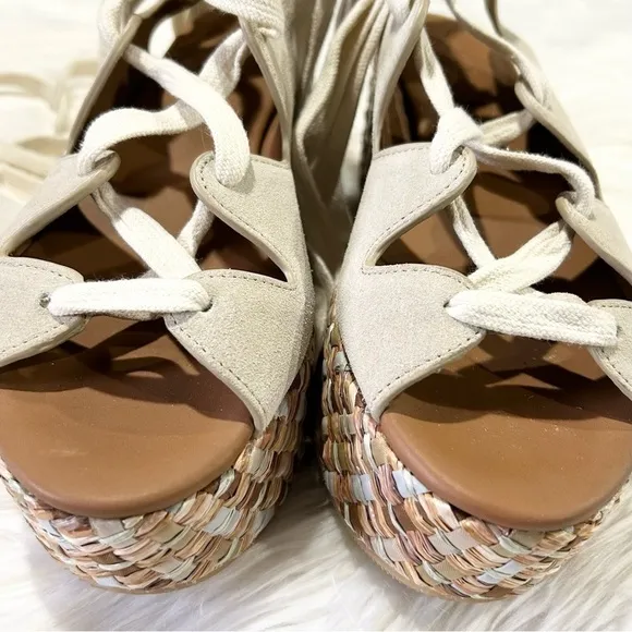 See by Chloe Lilly Lace Up Braided Platform Sandals 38 8