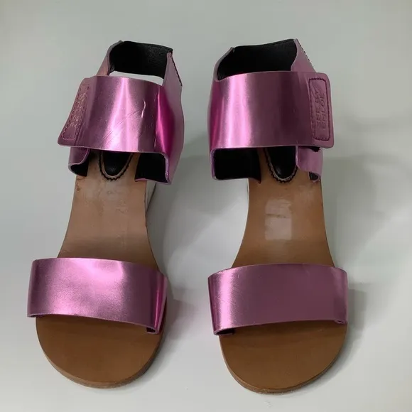 See by Chloe metallic pink wedge heel sandals size 8