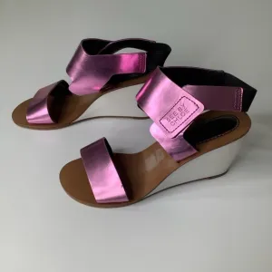 See by Chloe metallic pink wedge heel sandals size 8