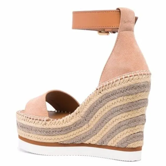 See By Chloe Suede Rope Wedge Platform Sandals Size 40 EU