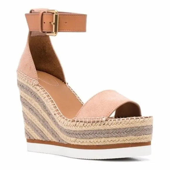 See By Chloe Suede Rope Wedge Platform Sandals Size 40 EU